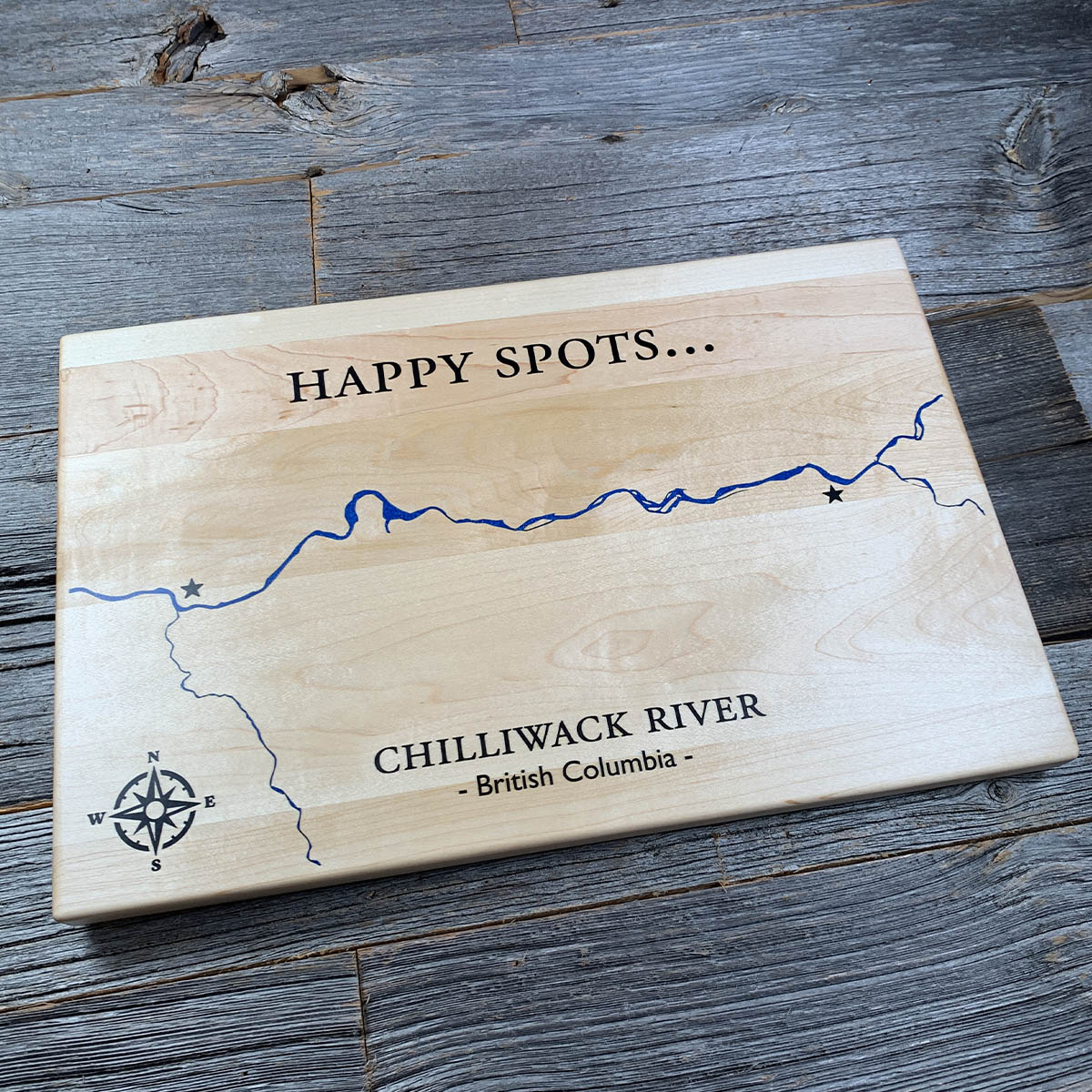 Epoxy map of Chilliwack River, British Columbia, Canada, handmade by Keyway