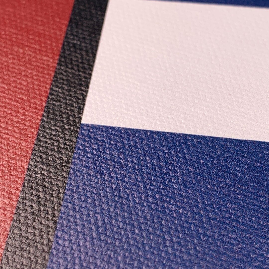 Zoomed in detailed shot of the Bluff Adventure Marker in the Wayfinder Series of UV-Printed thick cotton canvas