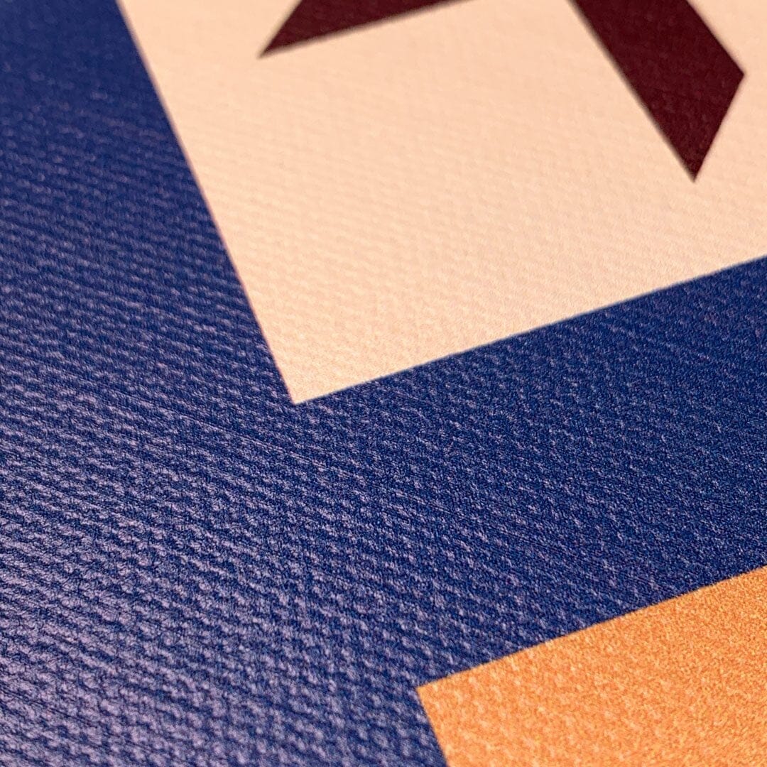 Zoomed in detailed shot of the Camp Adventure Marker in the Wayfinder series UV-Printed thick cotton canvas