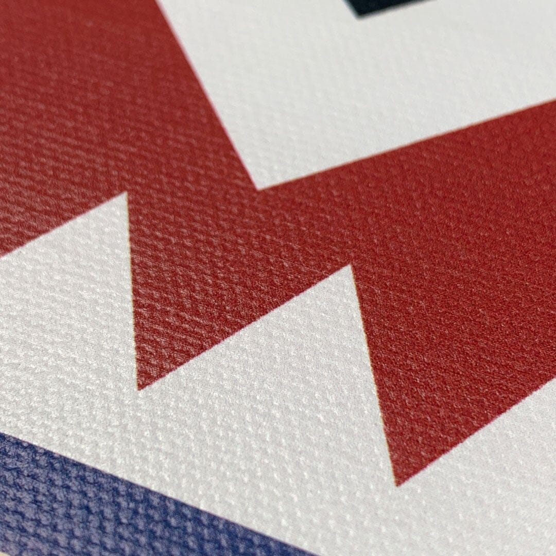 Zoomed in detailed shot of the Cove Adventure Marker in the Wayfinder series UV-Printed thick cotton canvas phone case by Keyway