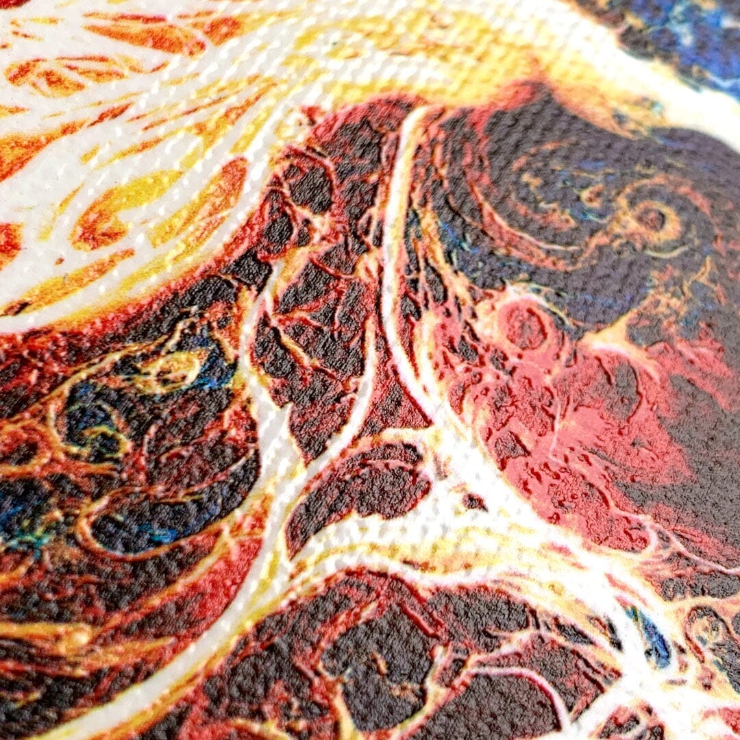 Zoomed in detailed shot #3 of the stylized AI generated art print created by John Wingfield printed on cotton canvas phone case by Keyway