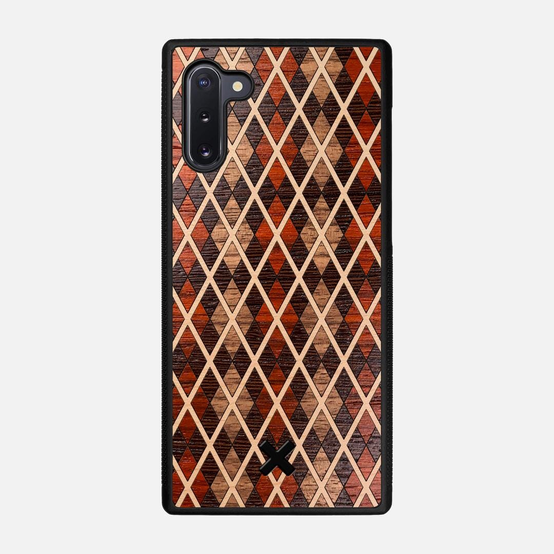 Argyle Case for the Samsung Galaxy Note 10 featuring a Walnut, Padauk, Wenge, and Maple Wood backer with the Keyway X Mark#Phone Model_Galaxy Note 10
