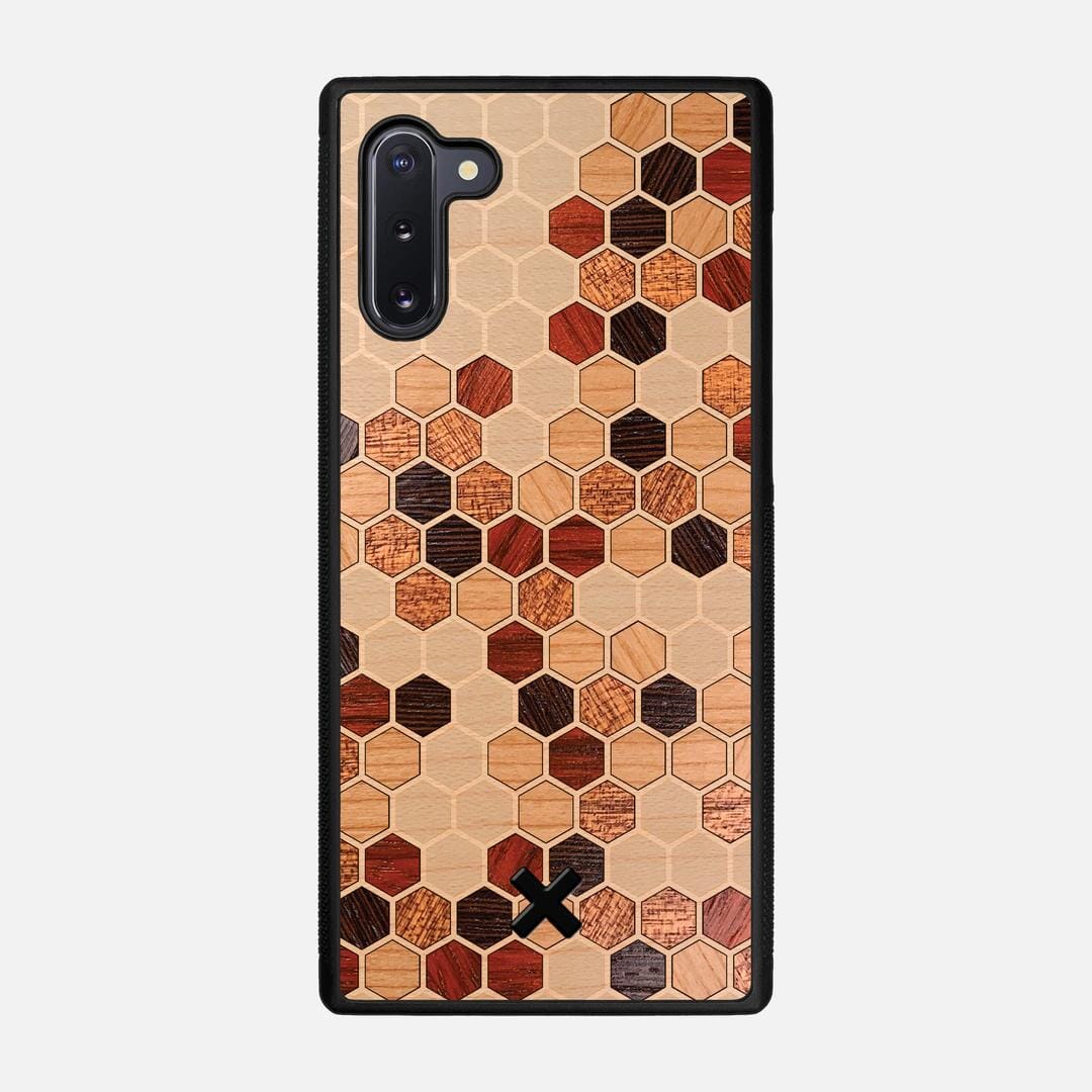 Cellular Case for the Samsung Galaxy Note 10 featuring a Maple, Cherry, Sapele, Padauk, and Wenge Wood backer with the Keyway X Mark#Phone Model_Galaxy Note 10