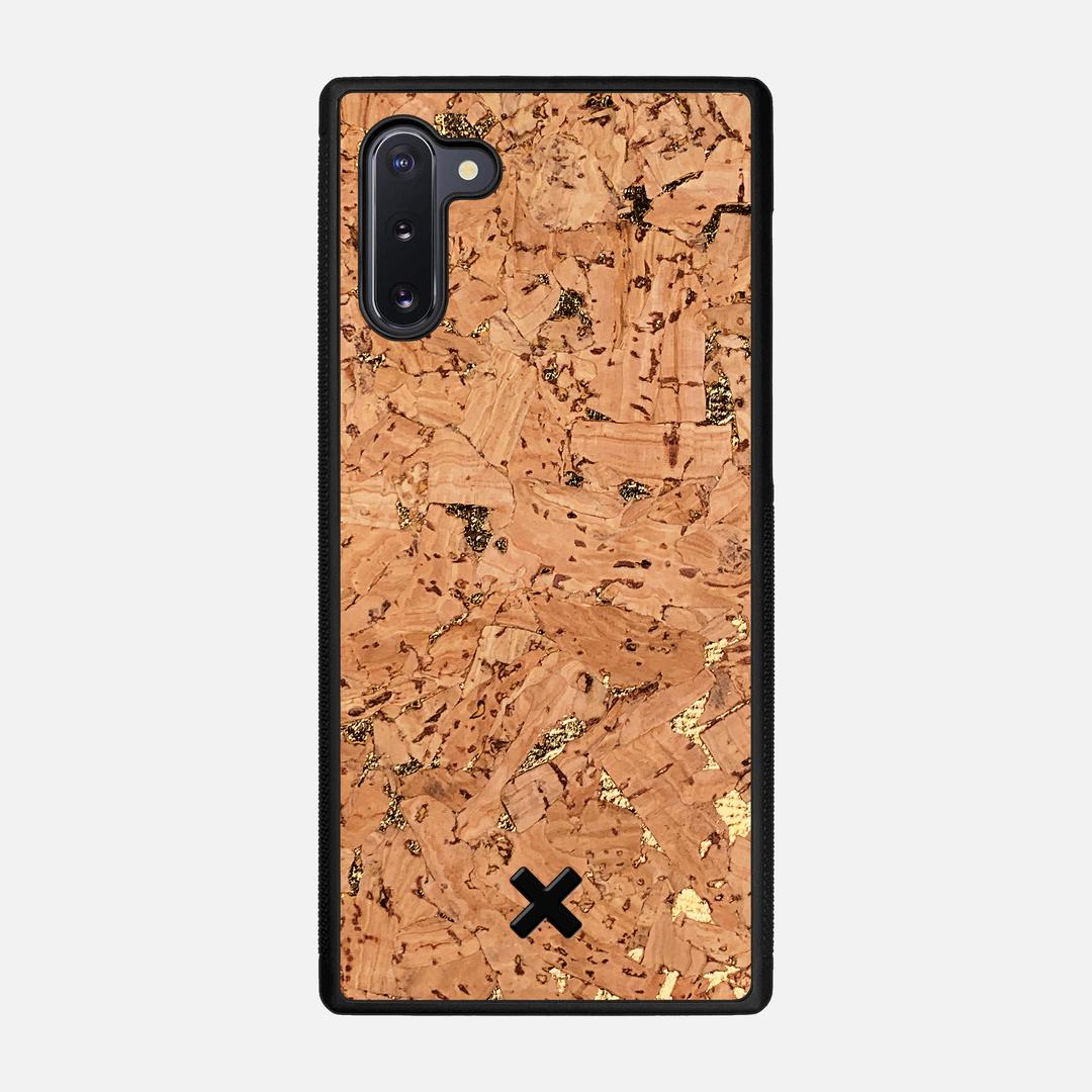 Gold Cork Case for the Samsung Galaxy Note 10 featuring a Genuine Cork backer with the Keyway X Mark#Phone Model_Galaxy Note 10