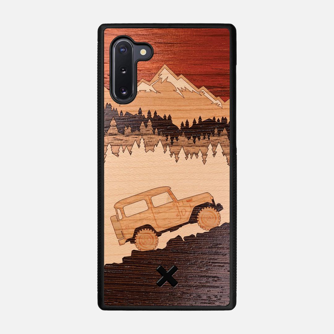Off-Road Case for the Samsung Galaxy Note 10 featuring a Padauk, Cherry, Maple, and Walnut Wood backer with the Keyway X Mark#Phone Model_Galaxy Note 10