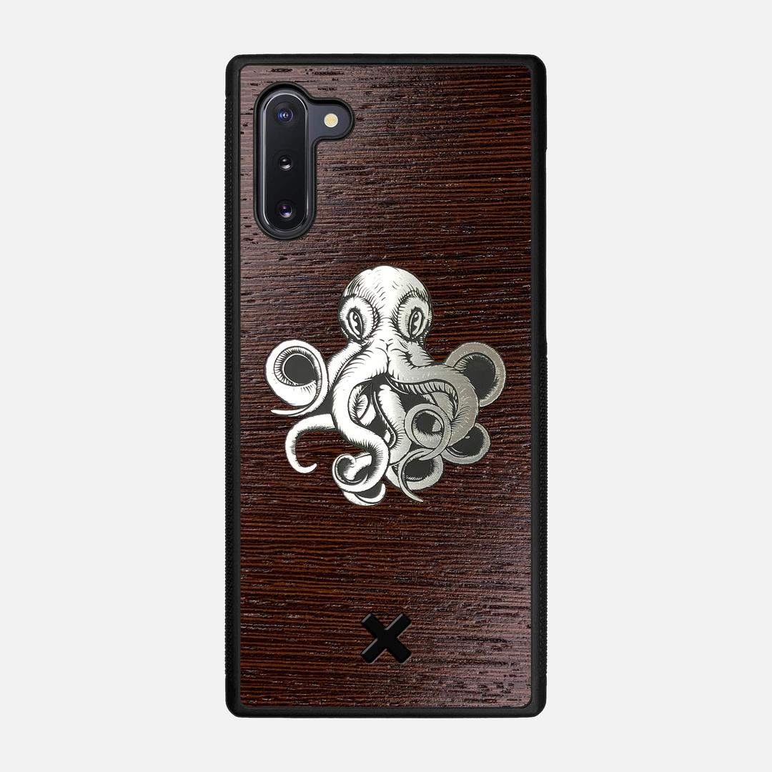 Prize Kraken Case for the Samsung Galaxy Note 10 featuring an Engraved Silver and Wenge Wood backer with the Keyway X Mark#Phone Model_Galaxy Note 10