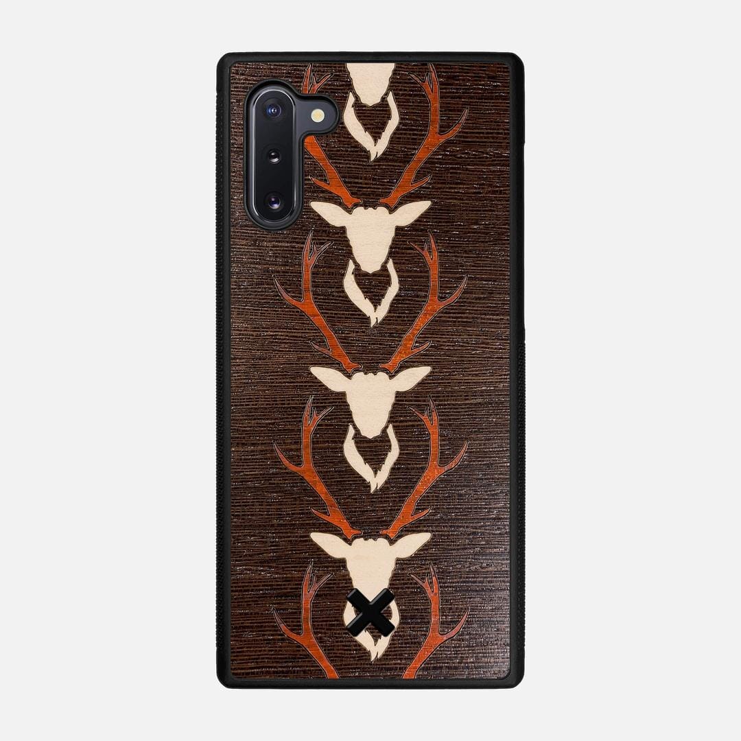 Stag Case for the Samsung Galaxy Note 10 featuring a Maple & Padauk Deer Inlay on a Wenge Wood backer with the Keyway X Mark#Phone Model_Galaxy Note 10