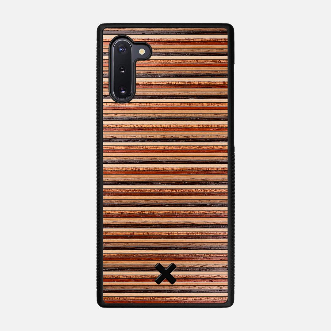 Strata Case for the Samsung Galaxy Note 10 featuring a Maple, Sapele, Padauk, Cherry, Walnut, and Wenge Wood backer with the Keyway X Mark#Phone Model_Galaxy Note 10