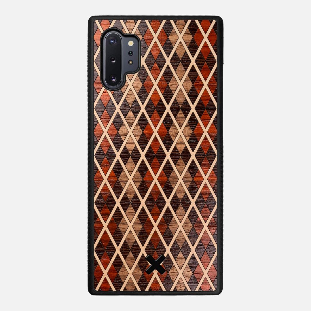 Argyle Case for the Samsung Galaxy Note 10 Plus featuring a Walnut, Padauk, Wenge, and Maple Wood backer with the Keyway X Mark#Phone Model_Galaxy Note 10 Plus
