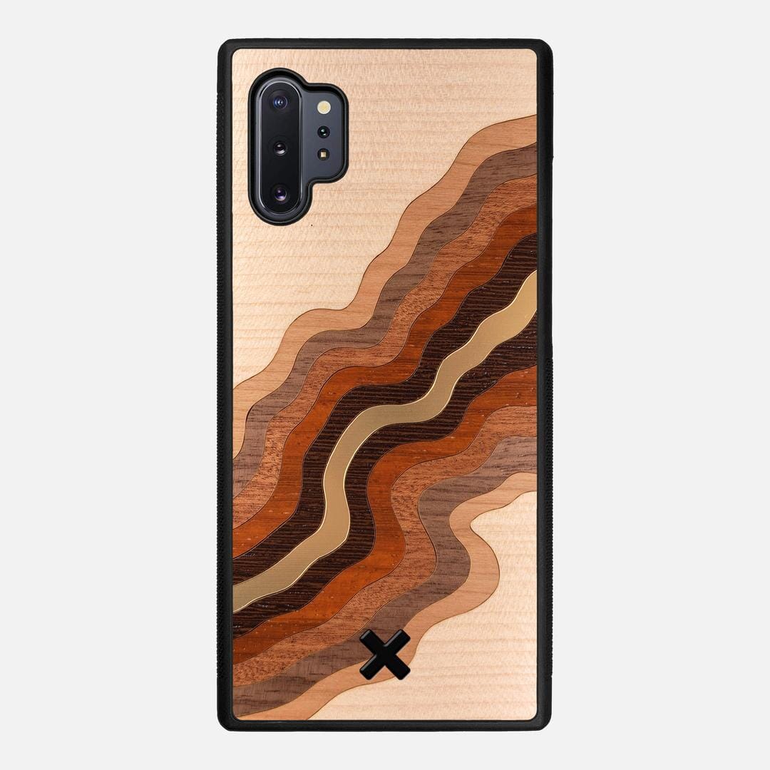 Canyon Case for the Samsung Galaxy Note 10 Plus featuring a flowing Gold, Maple, Cherry, Walnut, Sapele, Padauk, and Wenge Wood backer with the Keyway X Mark#Phone Model_Galaxy Note 10 Plus