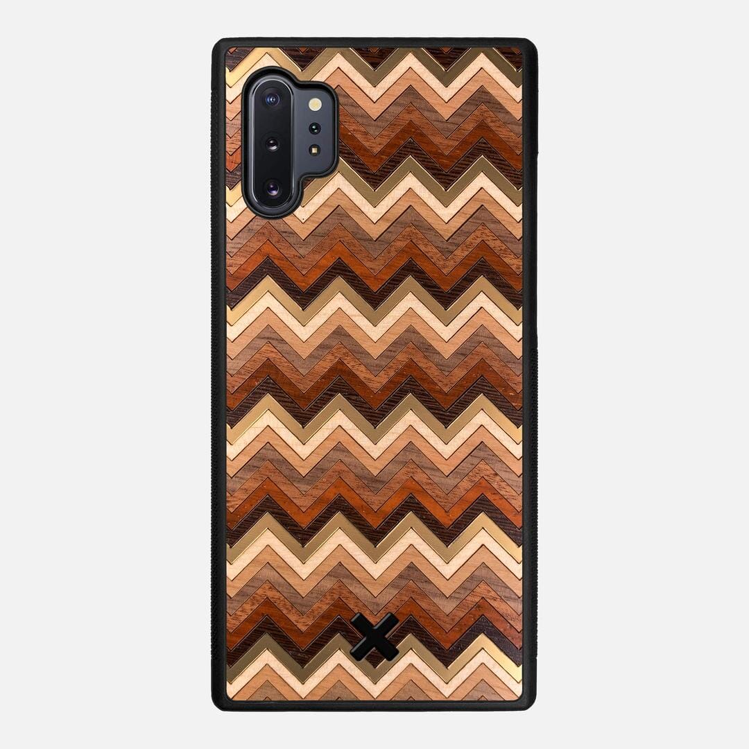 Echo Case for the Samsung Galaxy Note 10 Plus featuring a zigzag Gold, Maple, Cherry, Walnut, Sapele, Padauk, and Wenge Wood backer with the Keyway X Mark#Phone Model_Galaxy Note 10 Plus