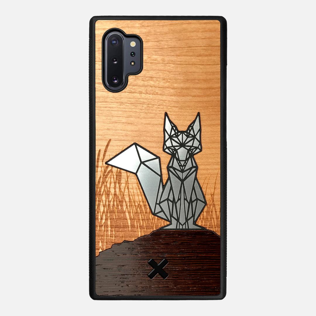 Silver Fox Case for the Samsung Galaxy Note 10 Plus featuring an Engraved Silver, Cherry, and Wenge Wood backer with the Keyway X Mark#Phone Model_Galaxy Note 10 Plus