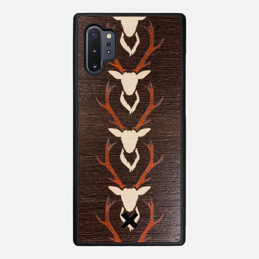 Stag Case for the Samsung Galaxy Note 10 Plus featuring a Maple & Padauk Deer Inlay on a Wenge Wood backer with the Keyway X Mark#Phone Model_Galaxy Note 10 Plus