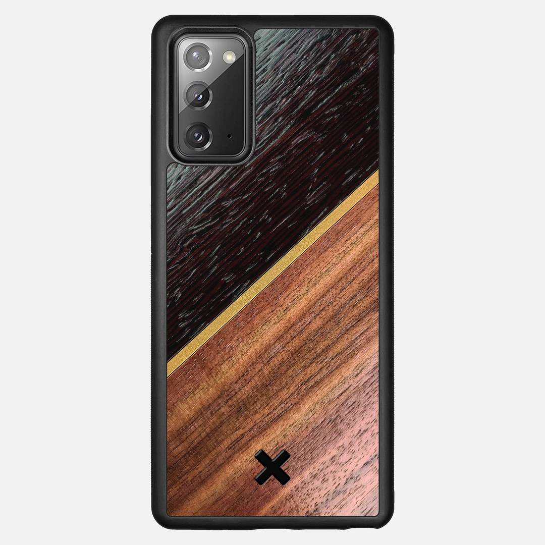 Alium Case for the Samsung Galaxy Note 20 featuring a Wenge, Gold, and Walnut Wood backer with the Keyway X Mark#Phone Model_Galaxy Note 20