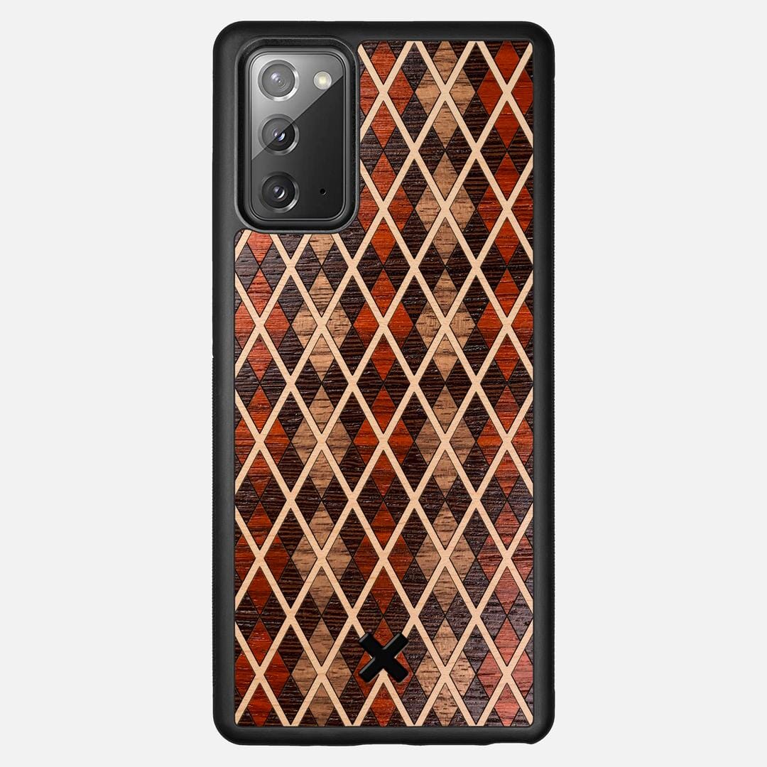 Argyle Case for the Samsung Galaxy Note 20 featuring a Walnut, Padauk, Wenge, and Maple Wood backer with the Keyway X Mark#Phone Model_Galaxy Note 20