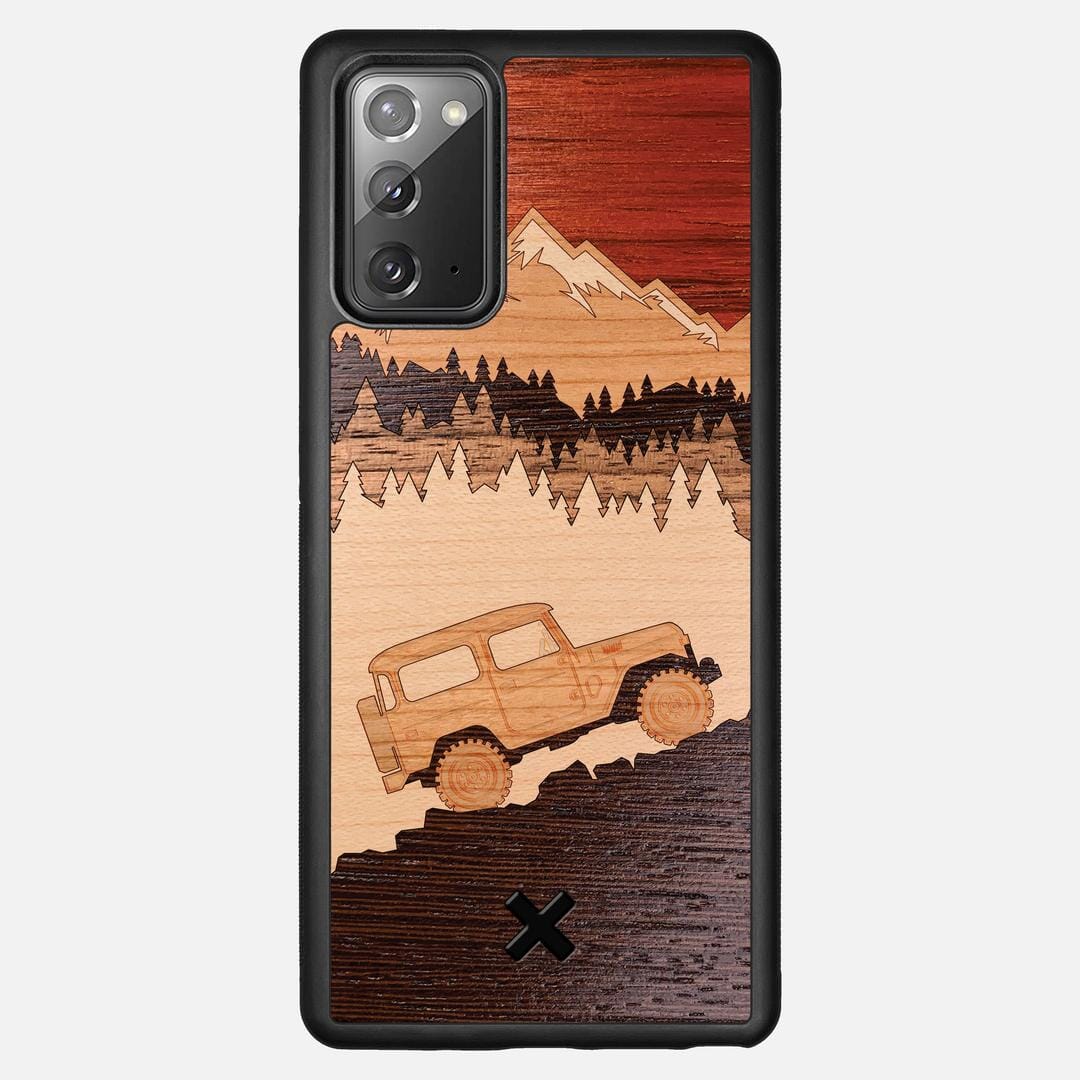 Off-Road Case for the Samsung Galaxy Note 20 featuring a Padauk, Cherry, Maple, and Walnut Wood backer with the Keyway X Mark#Phone Model_Galaxy Note 20