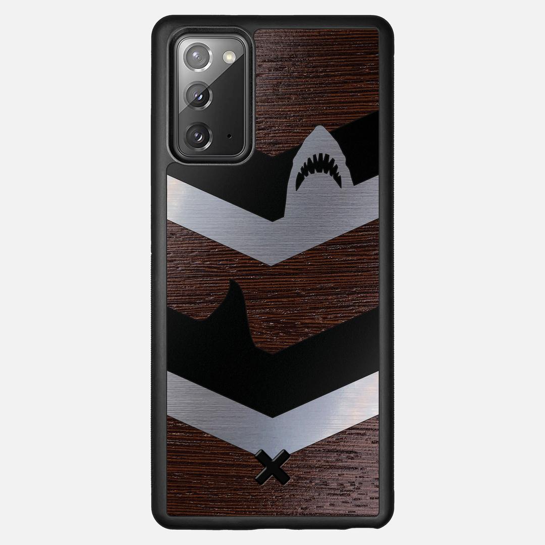 Shark Chevron Case for the Samsung Galaxy Note 20 featuring an Engraved Silver and Wenge Wood backer with the Keyway X Mark#Phone Model_Galaxy Note 20