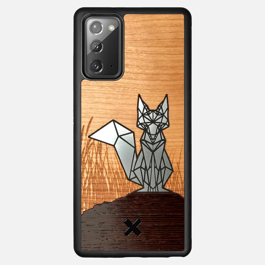 Silver Fox Case for the Samsung Galaxy Note 20 featuring an Engraved Silver, Cherry, and Wenge Wood backer with the Keyway X Mark#Phone Model_Galaxy Note 20