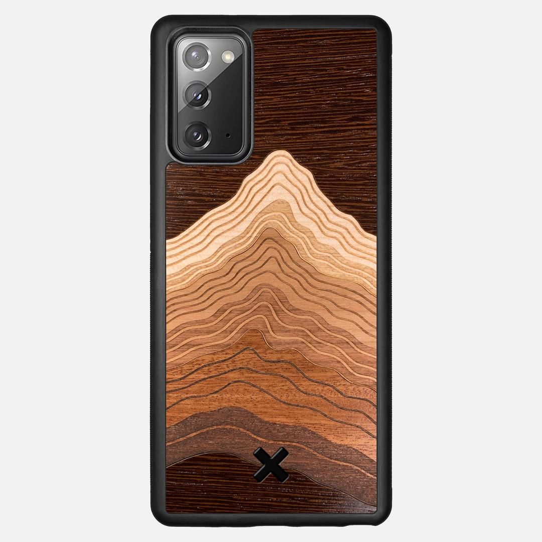 Summit Case for the Samsung Galaxy Note 20 featuring a mountain of Wenge, Maple, Cherry, and Sapele Wood backer with the Keyway X Mark#Phone Model_Galaxy Note 20
