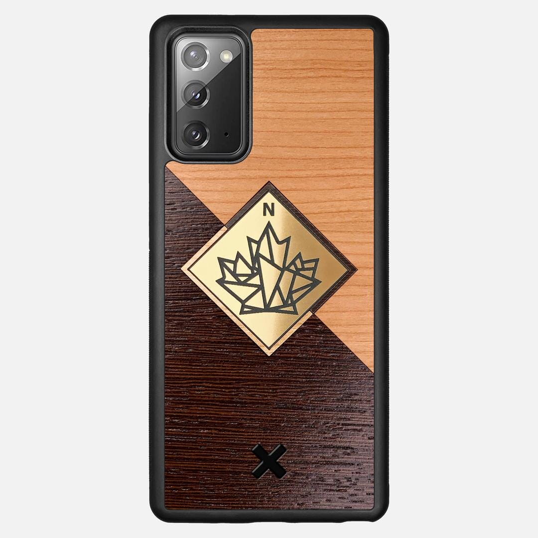 True North Case for the Samsung Galaxy Note 20 featuring an Engraved Gold, Cherry, and Wenge Wood backer with the Keyway X Mark#Phone Model_Galaxy Note 20