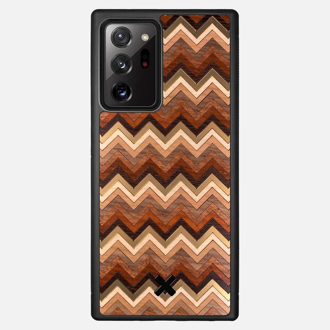 Echo Case for the Samsung Galaxy Note 20 Ultra featuring a zigzag Gold, Maple, Cherry, Walnut, Sapele, Padauk, and Wenge Wood backer with the Keyway X Mark#Phone Model_Galaxy Note 20 Ultra