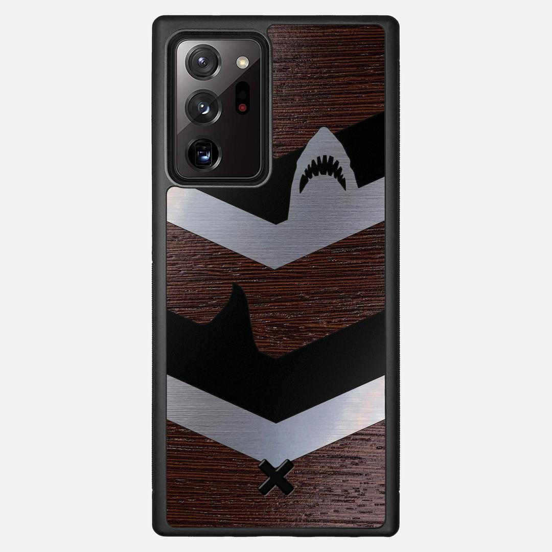 Shark Chevron Case for the Samsung Galaxy Note 20 Ultra featuring an Engraved Silver and Wenge Wood backer with the Keyway X Mark#Phone Model_Galaxy Note 20 Ultra