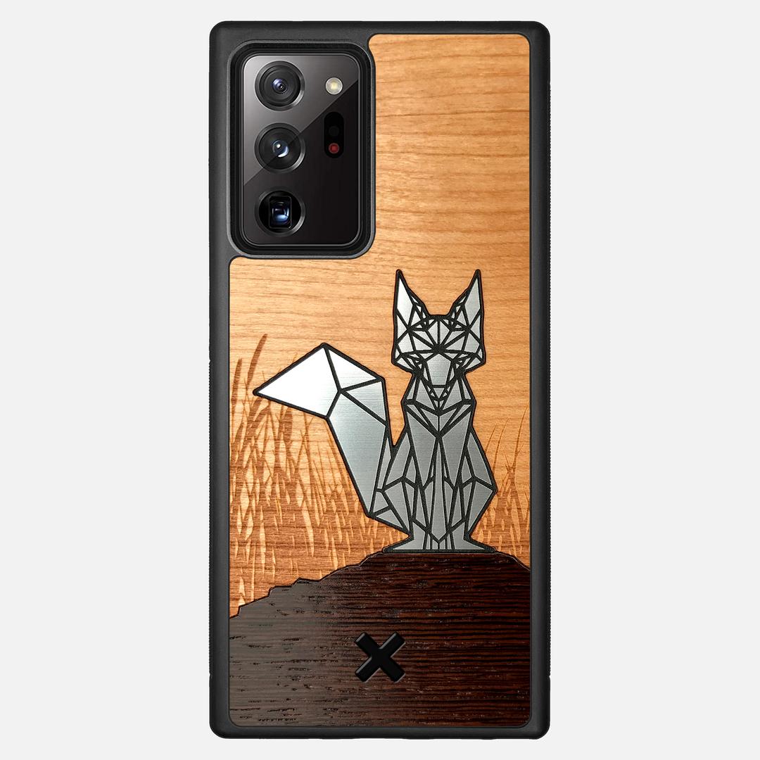 Silver Fox Case for the Samsung Galaxy Note 20 Ultra featuring an Engraved Silver, Cherry, and Wenge Wood backer with the Keyway X Mark#Phone Model_Galaxy Note 20 Ultra
