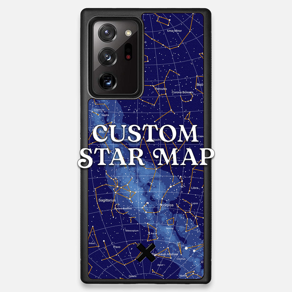 Front view of the Custom Star Map Printed Canvas Galaxy Note 20 Ultra Case by Keyway Designs