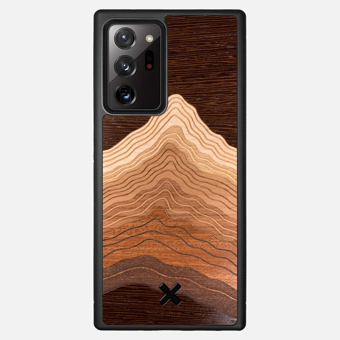 Summit Case for the Samsung Galaxy Note 20 Ultra featuring a mountain of Wenge, Maple, Cherry, and Sapele Wood backer with the Keyway X Mark#Phone Model_Galaxy Note 20 Ultra