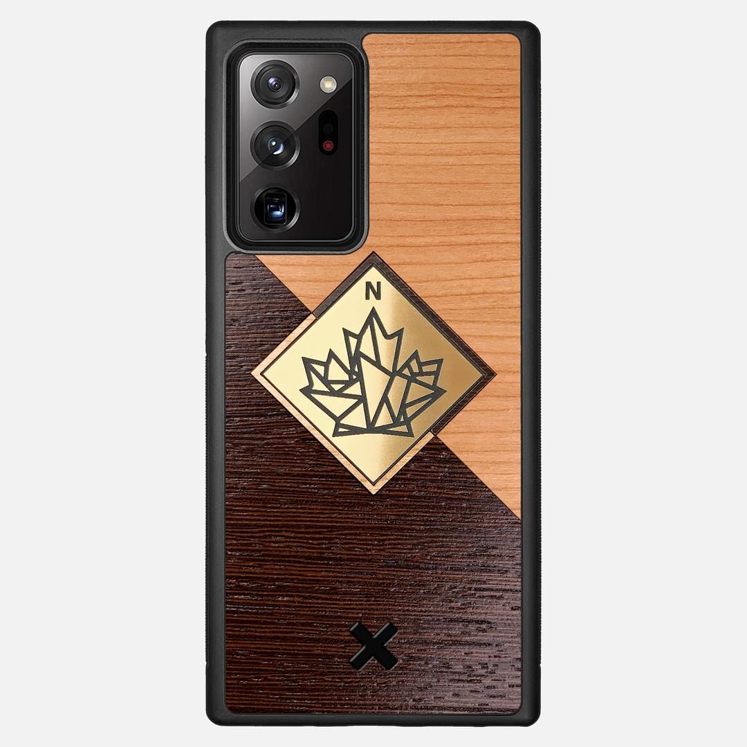 True North Case for the Samsung Galaxy Note 20 Ultra featuring an Engraved Gold, Cherry, and Wenge Wood backer with the Keyway X Mark#Phone Model_Galaxy Note 20 Ultra