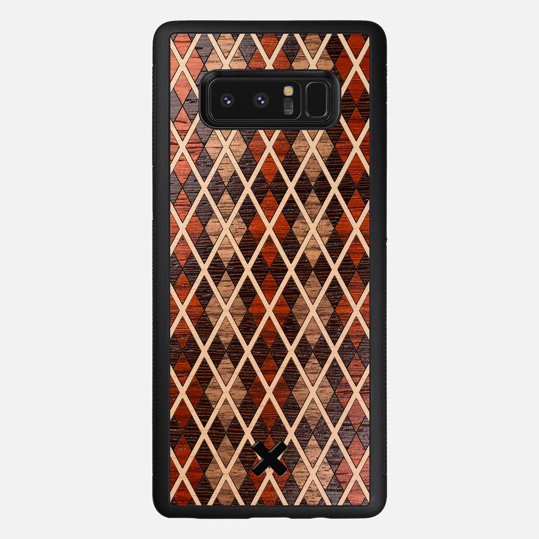 Argyle Case for the Samsung Galaxy Note 8 featuring a Walnut, Padauk, Wenge, and Maple Wood backer with the Keyway X Mark#Phone Model_Galaxy Note 8