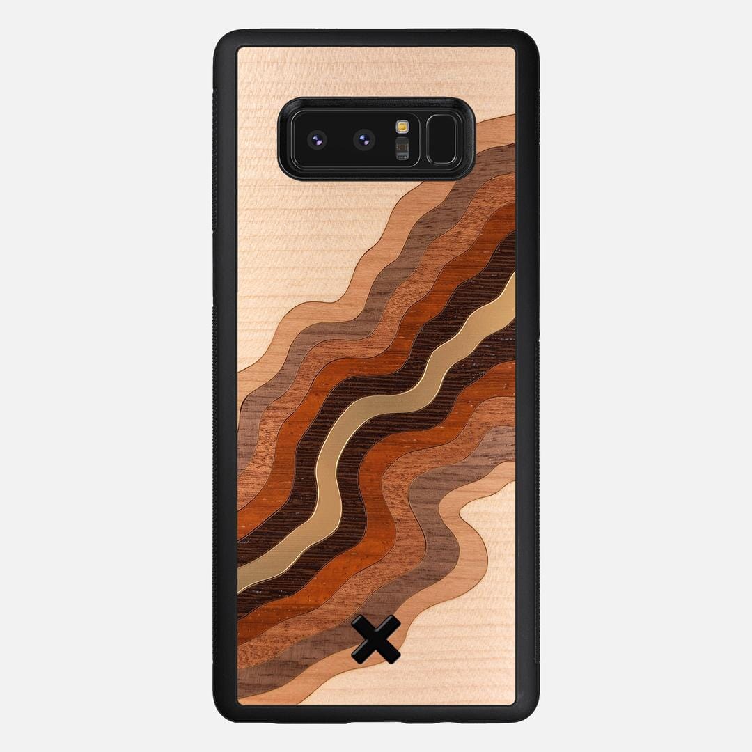 Canyon Case for the Samsung Galaxy Note 8 featuring a flowing Gold, Maple, Cherry, Walnut, Sapele, Padauk, and Wenge Wood backer with the Keyway X Mark#Phone Model_Galaxy Note 8