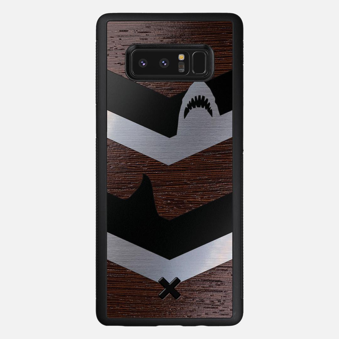 Shark Chevron Case for the Samsung Galaxy Note 8 featuring an Engraved Silver and Wenge Wood backer with the Keyway X Mark#Phone Model_Galaxy Note 8