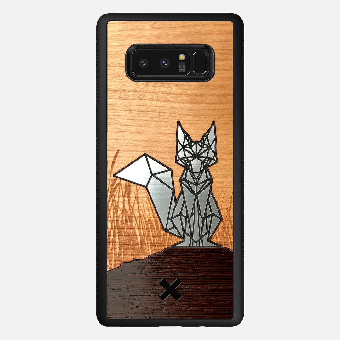 Silver Fox Case for the Samsung Galaxy Note 8 featuring an Engraved Silver, Cherry, and Wenge Wood backer with the Keyway X Mark#Phone Model_Galaxy Note 8