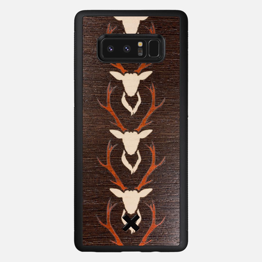 Stag Case for the Samsung Galaxy Note 8 featuring a Maple & Padauk Deer Inlay on a Wenge Wood backer with the Keyway X Mark#Phone Model_Galaxy Note 8