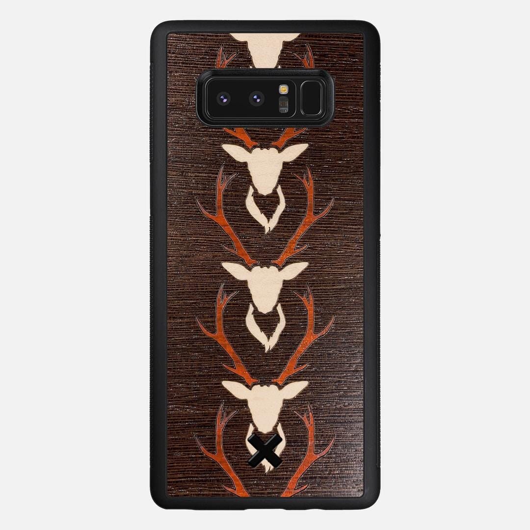 Stag Case for the Samsung Galaxy Note 8 featuring a Maple & Padauk Deer Inlay on a Wenge Wood backer with the Keyway X Mark#Phone Model_Galaxy Note 8