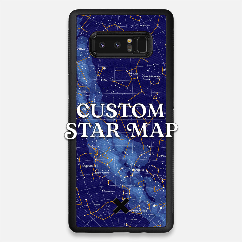 Front view of the Custom Star Map Printed Canvas Galaxy Note 8 Case by Keyway Designs