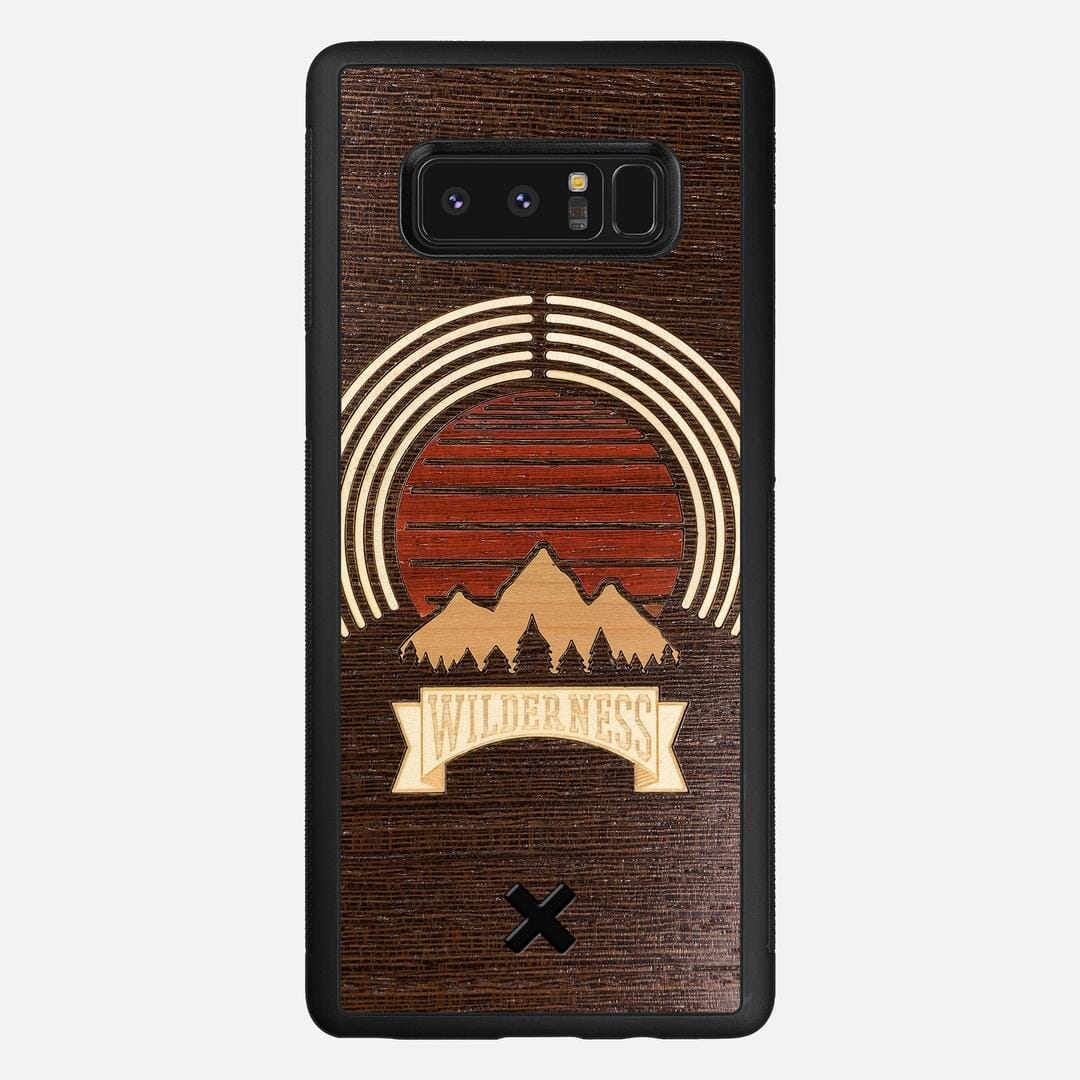 Wilderness Case for the Samsung Galaxy Note 8 featuring a Maple, Padauk, and Cherry Sunset inlay on a Wenge Wood backer with the Keyway X Mark#Phone Model_Galaxy Note 8