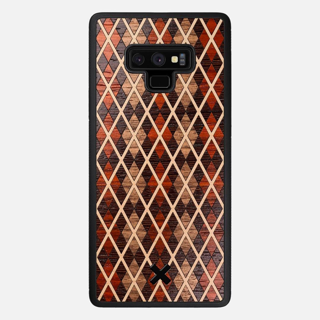 Argyle Case for the Samsung Galaxy Note 9 featuring a Walnut, Padauk, Wenge, and Maple Wood backer with the Keyway X Mark#Phone Model_Galaxy Note 9