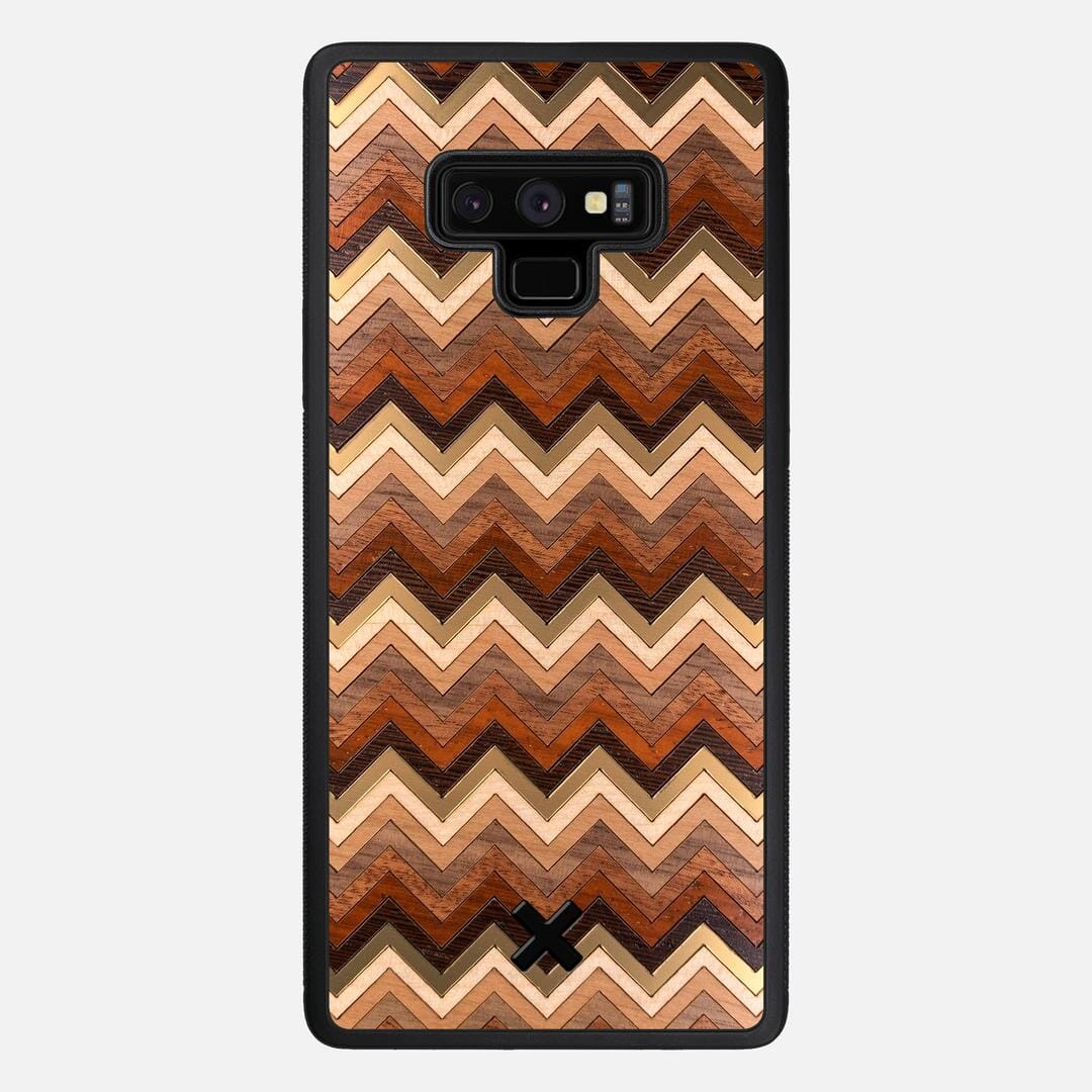 Echo Case for the Samsung Galaxy Note 9 featuring a zigzag Gold, Maple, Cherry, Walnut, Sapele, Padauk, and Wenge Wood backer with the Keyway X Mark#Phone Model_Galaxy Note 9