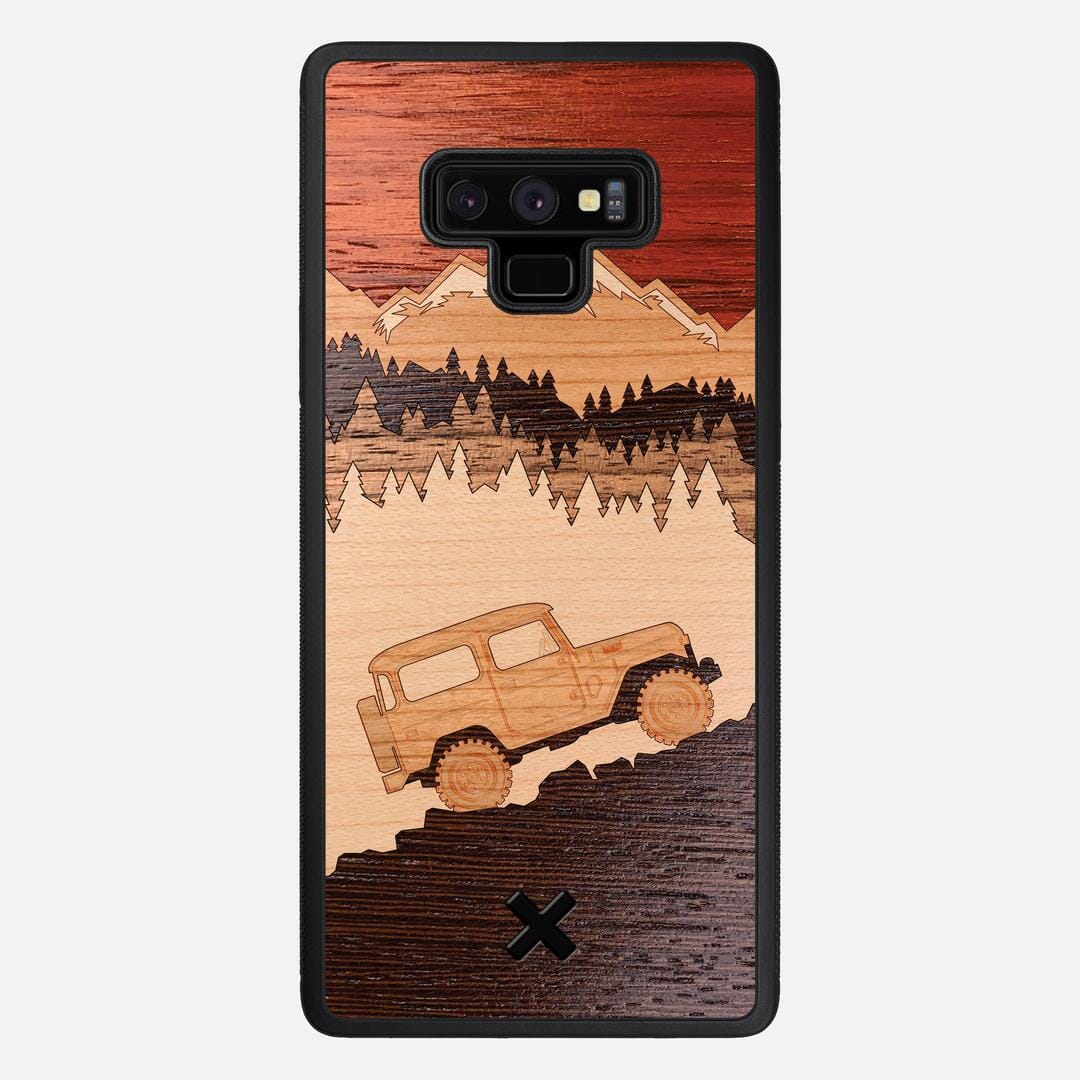Off-Road Case for the Samsung Galaxy Note 9 featuring a Padauk, Cherry, Maple, and Walnut Wood backer with the Keyway X Mark#Phone Model_Galaxy Note 9