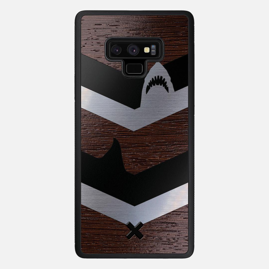 Shark Chevron Case for the Samsung Galaxy Note 9 featuring an Engraved Silver and Wenge Wood backer with the Keyway X Mark#Phone Model_Galaxy Note 9