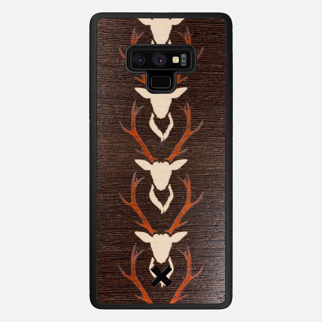 Stag Case for the Samsung Galaxy Note 9 featuring a Maple & Padauk Deer Inlay on a Wenge Wood backer with the Keyway X Mark#Phone Model_Galaxy Note 9