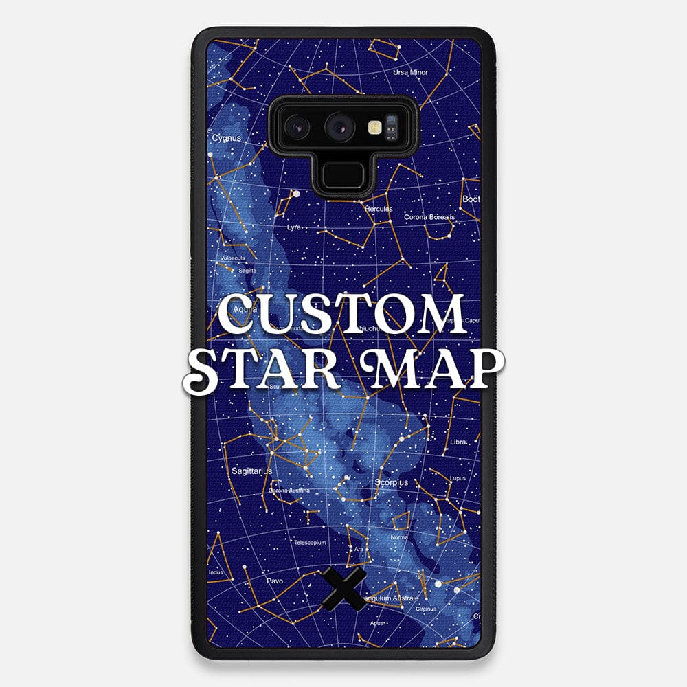 Front view of the Custom Star Map Printed Canvas Galaxy Note 9 Case by Keyway Designs