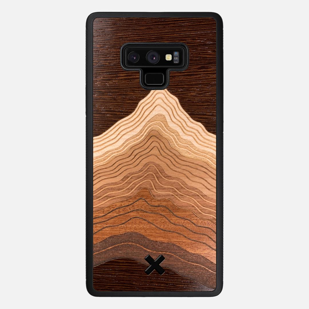 Summit Case for the Samsung Galaxy Note 9 featuring a mountain of Wenge, Maple, Cherry, and Sapele Wood backer with the Keyway X Mark#Phone Model_Galaxy Note 9
