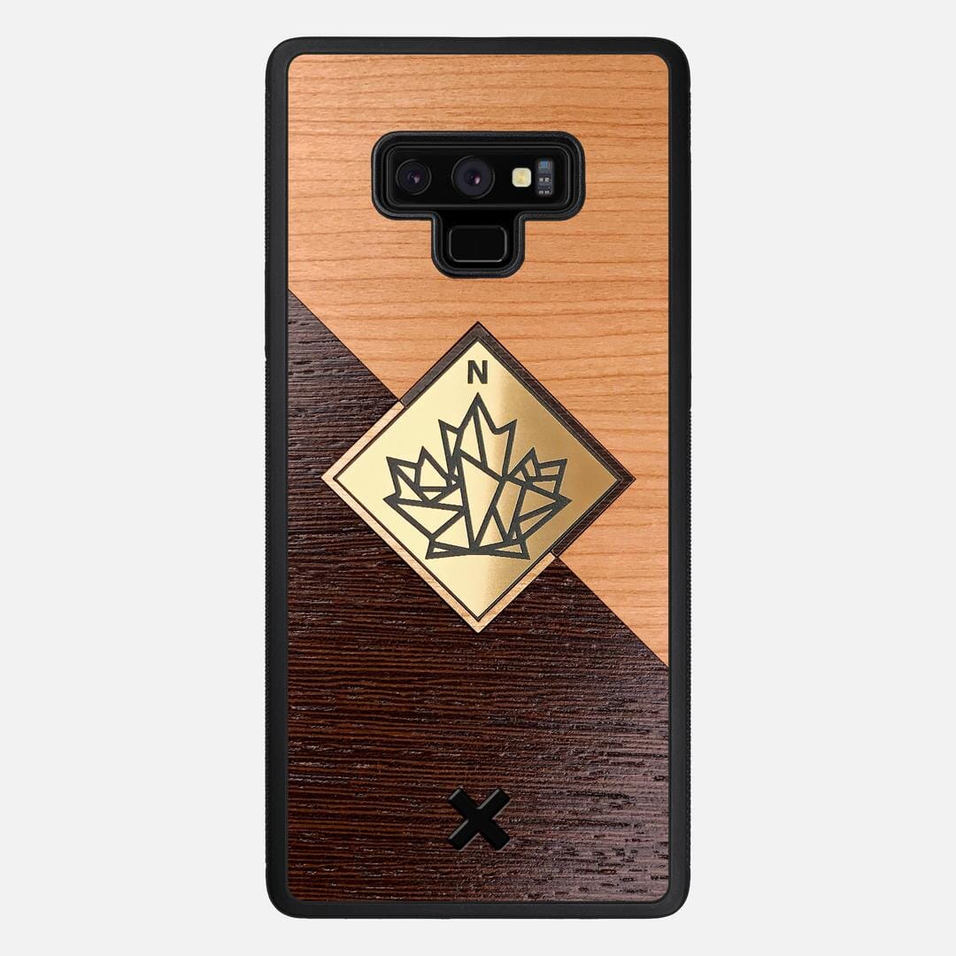 True North Case for the Samsung Galaxy Note 9 featuring an Engraved Gold, Cherry, and Wenge Wood backer with the Keyway X Mark#Phone Model_Galaxy Note 9