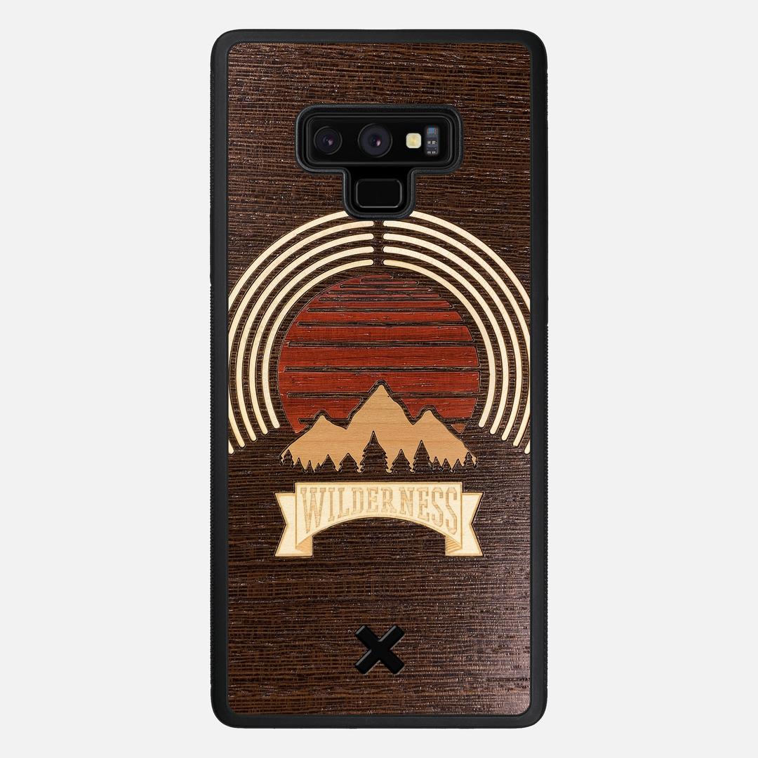 Wilderness Case for the Samsung Galaxy Note 9 featuring a Maple, Padauk, and Cherry Sunset inlay on a Wenge Wood backer with the Keyway X Mark#Phone Model_Galaxy Note 9