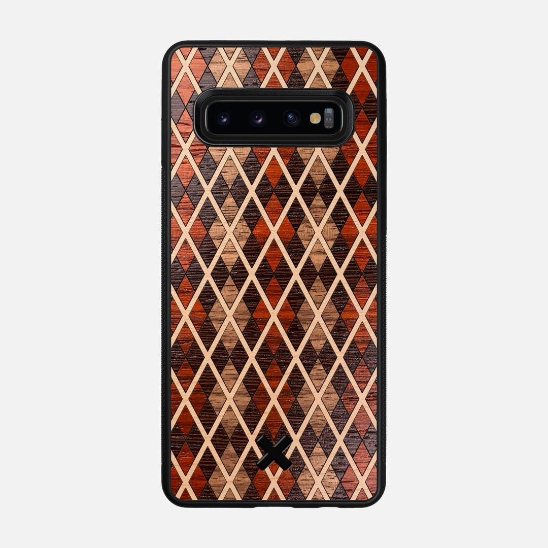 Argyle Case for the Samsung Galaxy S10 featuring a Walnut, Padauk, Wenge, and Maple Wood backer with the Keyway X Mark#Phone Model_Galaxy S10