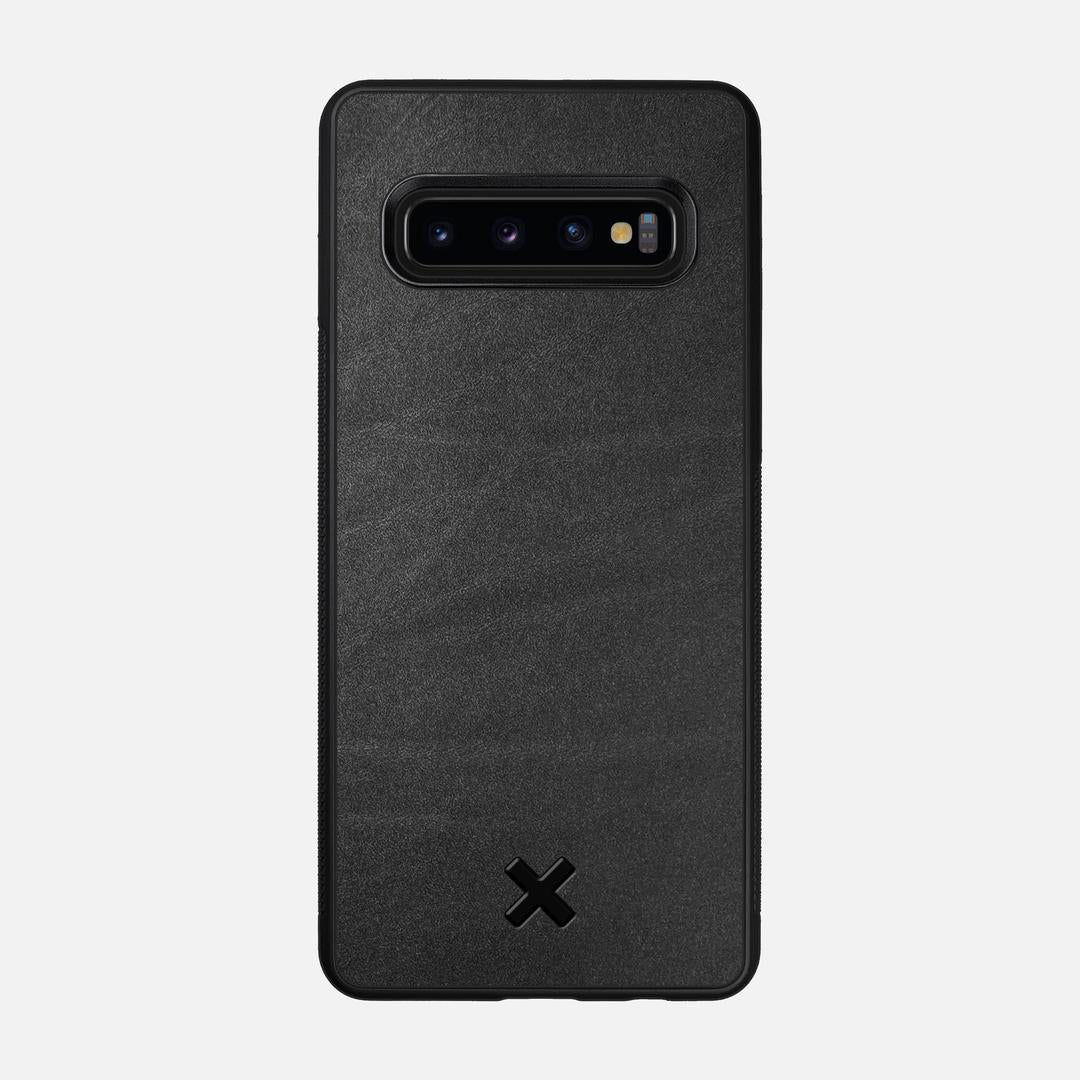 Charcoal Leather Case for the Samsung Galaxy S10 featuring a Genuine Leather backer with the Keyway X Mark#Phone Model_Galaxy S10