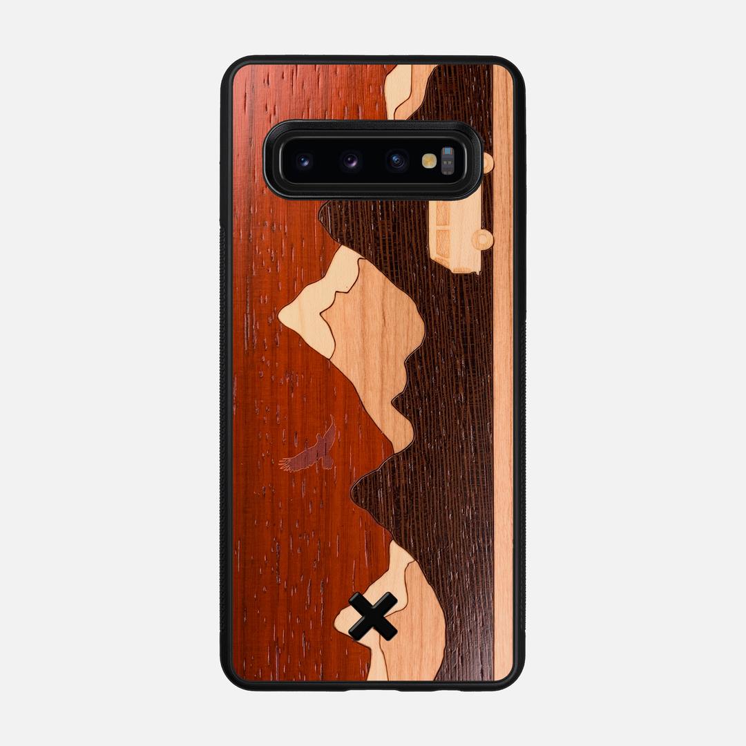 Cross Country Case for the Samsung Galaxy S10 featuring a Padauk, Maple, Cherry, and Wenge Wood backer with the Keyway X Mark#Phone Model_Galaxy S10
